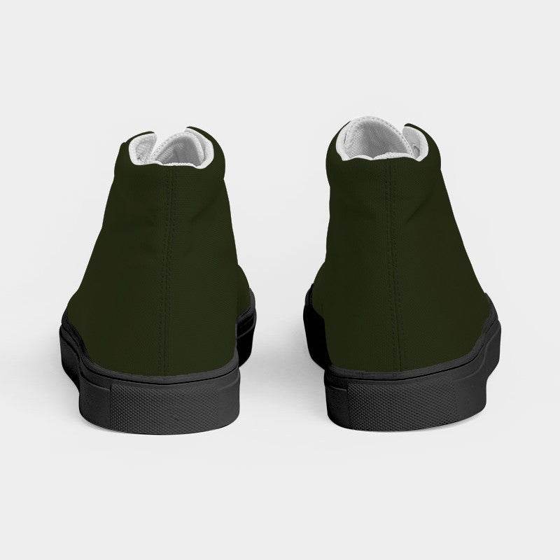 Deep Fully-Muted Lime Women's High-Top Canvas Sneakers (L-FM-DE) - Back