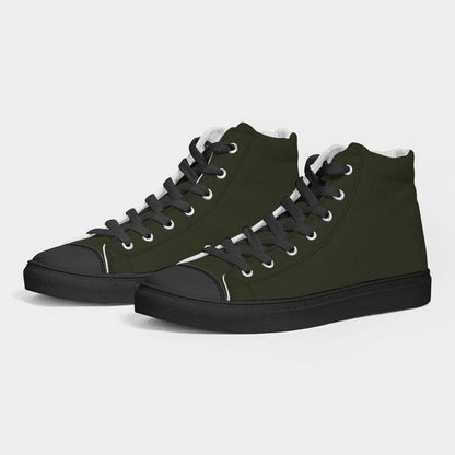 Deep Fully-Muted Lime Women's High-Top Canvas Sneakers (L-FM-DE) - Side 3