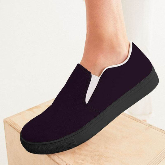 Deep Fully-Muted Magenta Women's Slip-On Canvas Sneakers (M-FM-DE) - Woman CloseUp