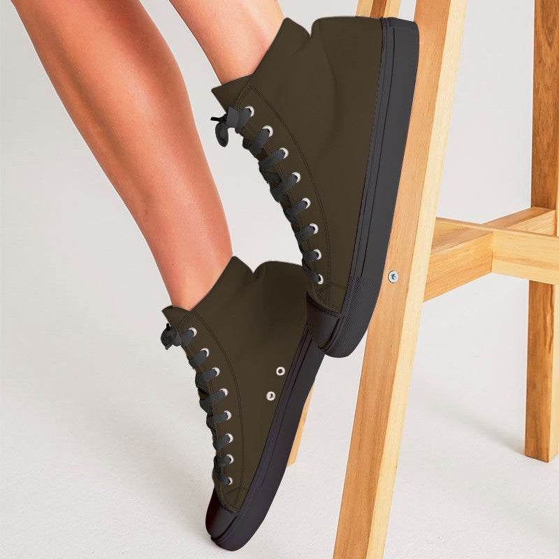 Deep Fully-Muted Orange Women's High-Top Canvas Sneakers (YO2-FM-DE) - Woman CloseUp