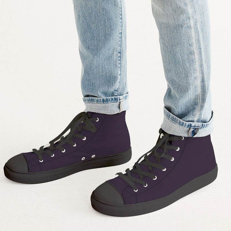 Deep Fully-Muted Purple Men's High-Top Canvas Sneakers (MPU2-FM-DE) - Man CloseUp