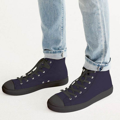Deep Fully-Muted Purple Men's High-Top Canvas Sneakers (PU-FM-DE) - Man CloseUp