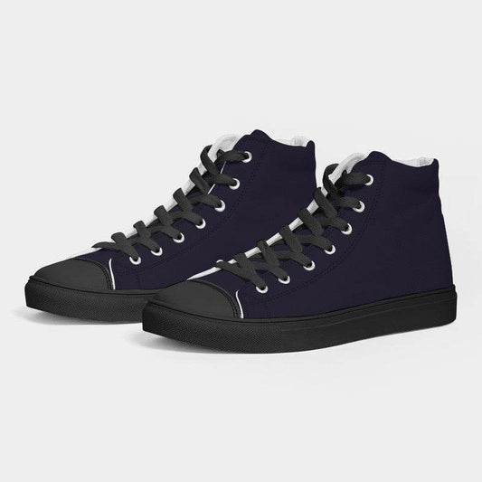 Deep Fully-Muted Purple Men's High-Top Canvas Sneakers (PU-FM-DE) - Side 3