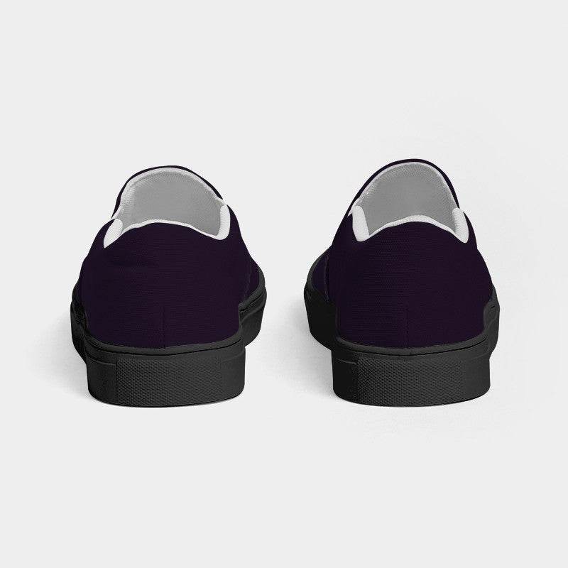 Deep Fully-Muted Purple Women's Slip-On Canvas Sneakers (MPU2-FM-DE) - Back