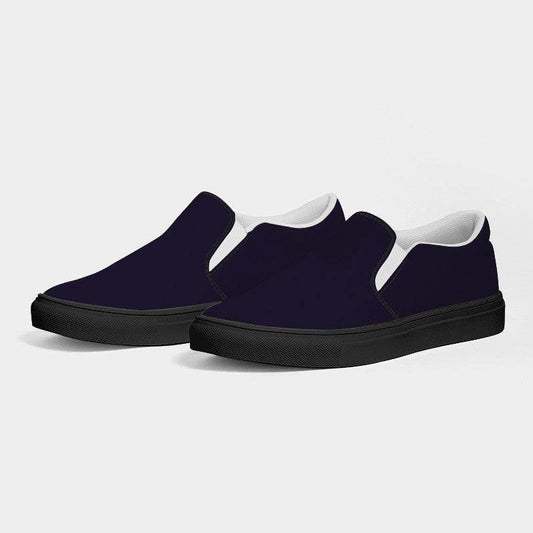 Deep Fully-Muted Purple Women's Slip-On Canvas Sneakers (PU-FM-DE) - Side 3