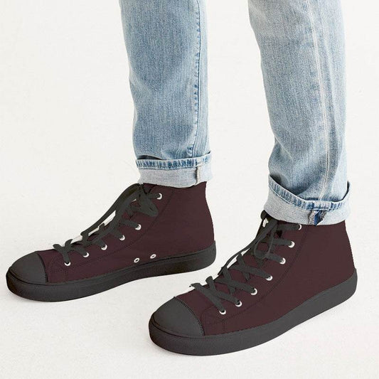 Deep Fully-Muted Red Men's High-Top Canvas Sneakers (RPI2-FM-DE) - Man CloseUp