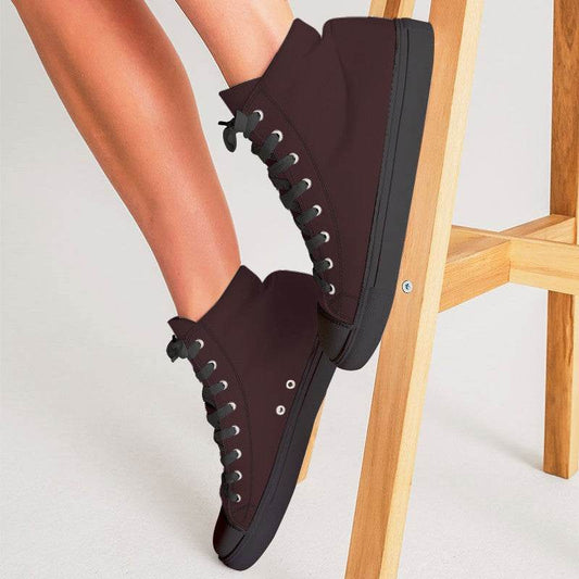 Deep Fully-Muted Red Women's High-Top Canvas Sneakers (RPI2-FM-DE) - Woman CloseUp