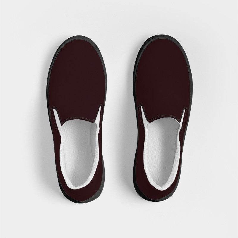 Deep Fully-Muted Red Women's Slip-On Canvas Sneakers (RPI2-FM-DE) - Top