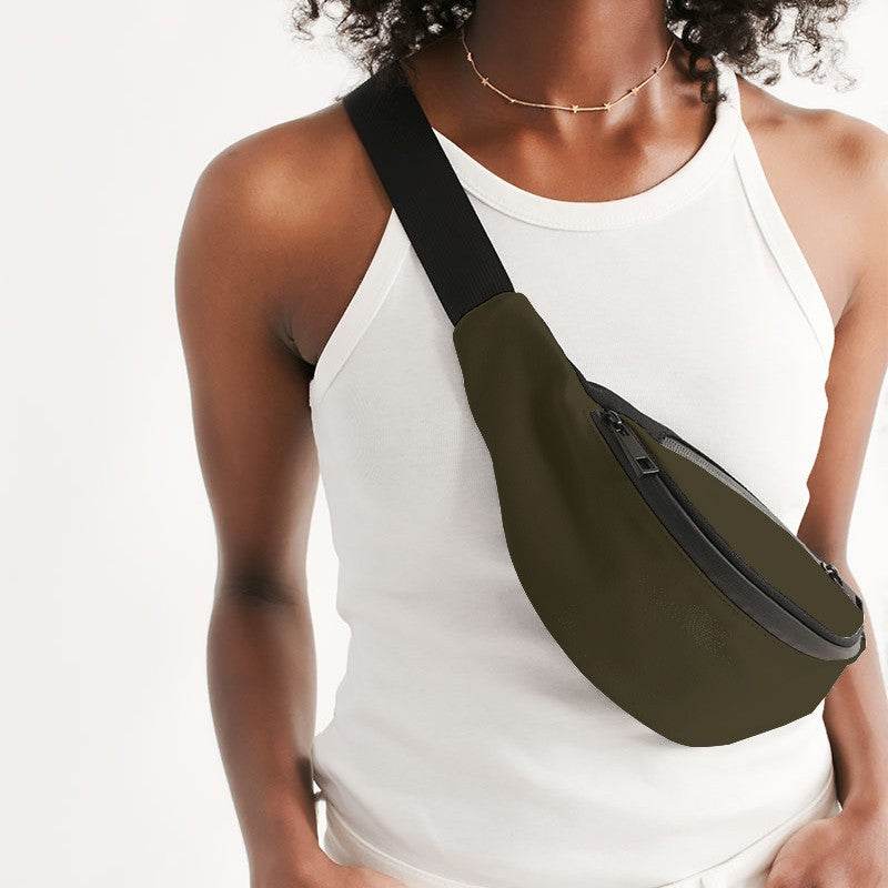 Deep Fully-Muted Yellow Belt Bag (Y-FM-DE) - Woman Front CloseUp