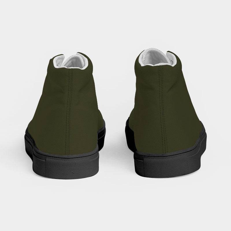 Deep Fully-Muted Yellow Women's High-Top Canvas Sneakers (LY2-FM-DE) - Back