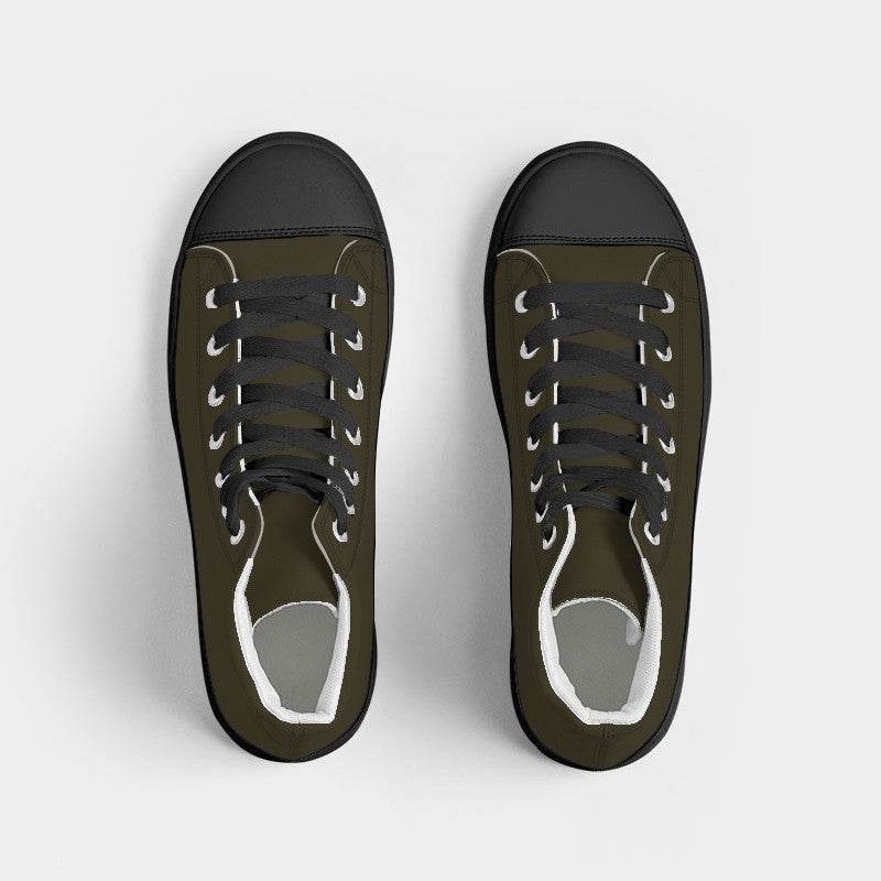 Deep Fully-Muted Yellow Women's High-Top Canvas Sneakers (Y-FM-DE) - Top