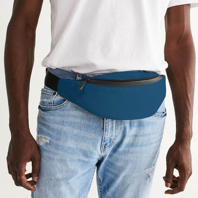 Deep Medium Blue Belt Bag (B-ME-DE) - Man Front CloseUp