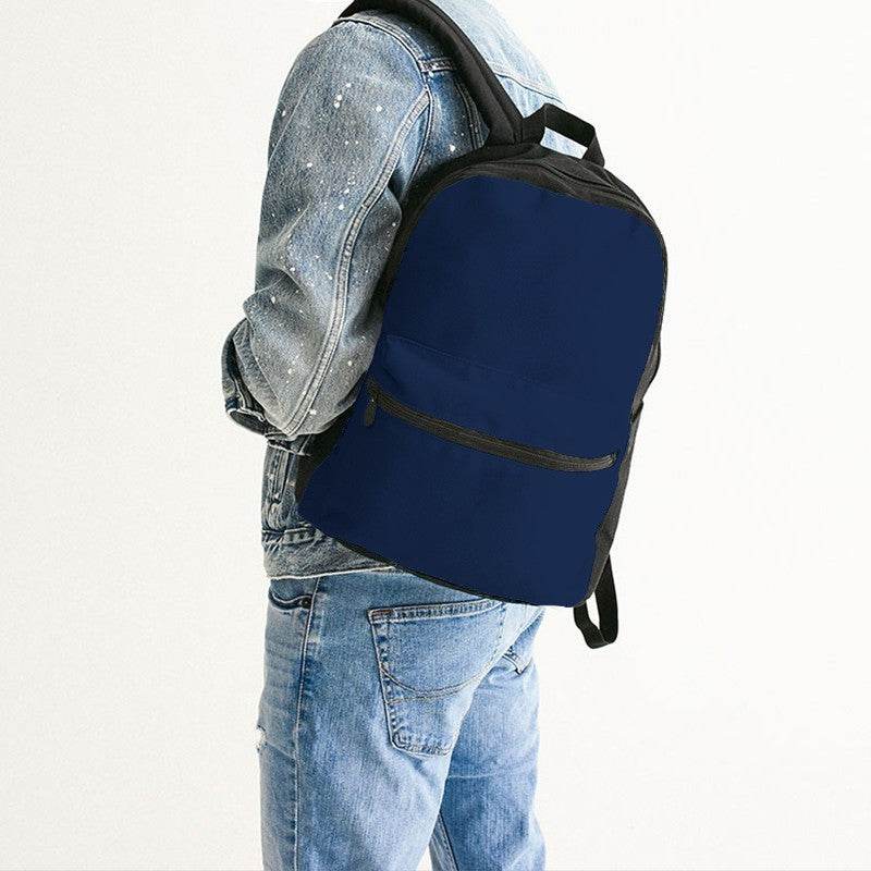 Deep Medium Blue Canvas Backpack (IB1-ME-DE) - Man Back CloseUp