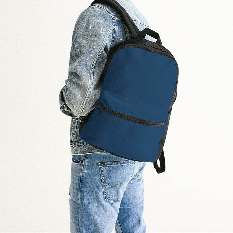 Deep Medium Blue Canvas Backpack (IB3-ME-DE) - Man Back CloseUp