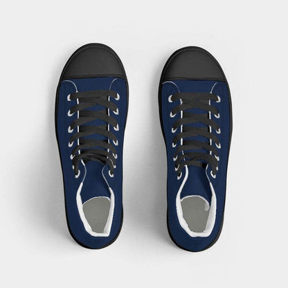 Deep Medium Blue Men's High-Top Canvas Sneakers (IB1-ME-DE) - Top