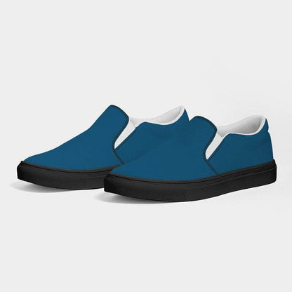 Deep Medium Blue Men's Slip-On Canvas Sneakers (B-ME-DE) - Side 3
