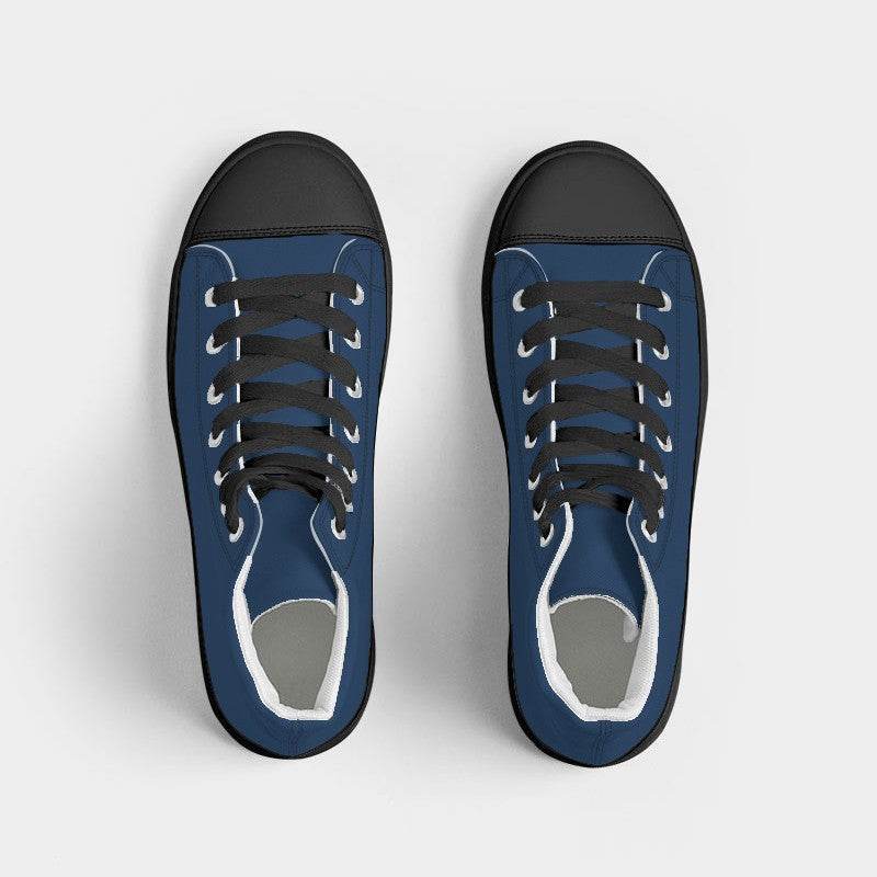 Deep Medium Blue Women's High-Top Canvas Sneakers (IB2-ME-DE) - Top