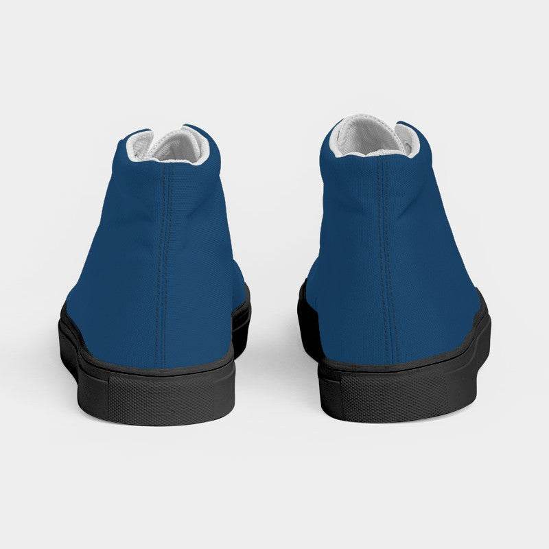 Deep Medium Blue Women's High-Top Canvas Sneakers (IB3-ME-DE) - Back