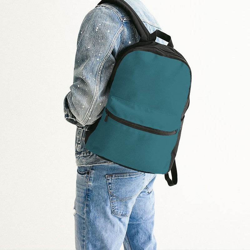 Deep Medium Cyan Canvas Backpack (C-ME-DE) - Man Back CloseUp