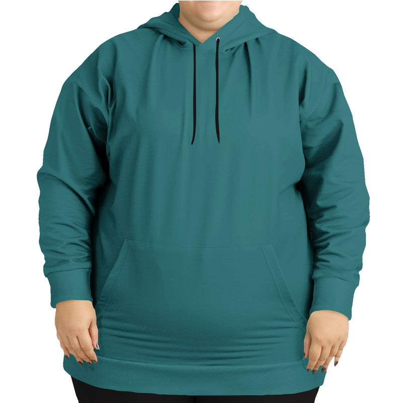 Deep Medium Cyan Hoodie PLUS (CBG1-ME-DE) - Woman Front PLUS