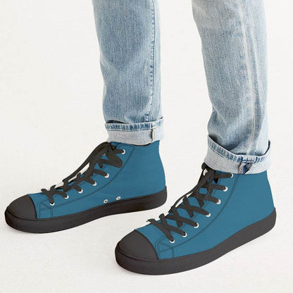 Deep Medium Cyan Men's High-Top Canvas Sneakers (BC1-ME-DE) - Man CloseUp