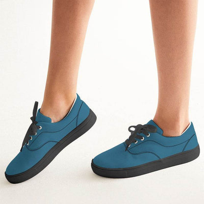 Deep Medium Cyan Women's Canvas Sneakers (BC1-ME-DE) - Woman CloseUp