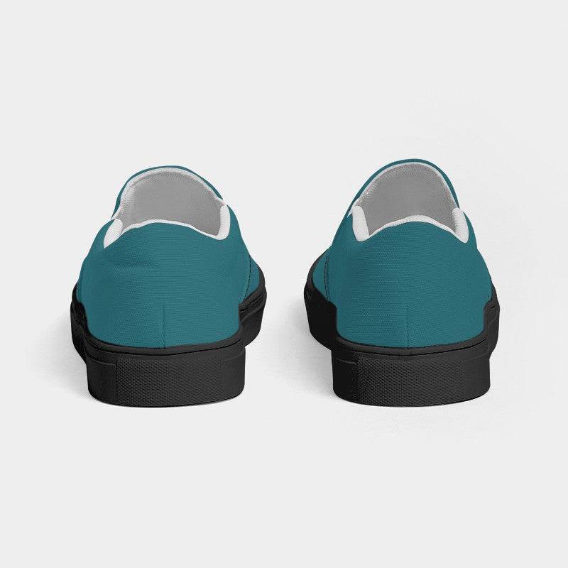 Deep Medium Cyan Women's Slip-On Canvas Sneakers (C-ME-DE) - Back