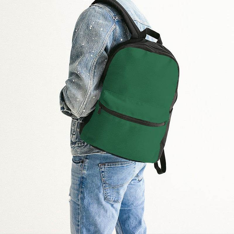 Deep Medium Green Canvas Backpack (BGG3-ME-DE) - Man Back CloseUp