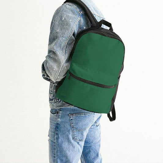 Deep Medium Green Canvas Backpack (BGG3-ME-DE) - Man Back CloseUp