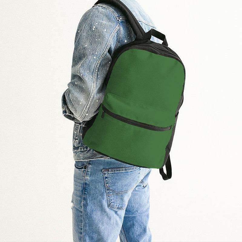 Deep Medium Green Canvas Backpack (GL1-ME-DE) - Man Back CloseUp