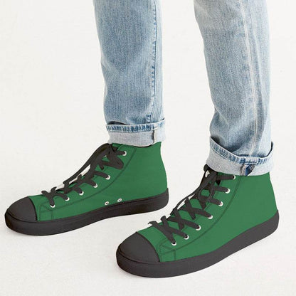 Deep Medium Green Men's High-Top Canvas Sneakers (G-ME-DE) - Man CloseUp