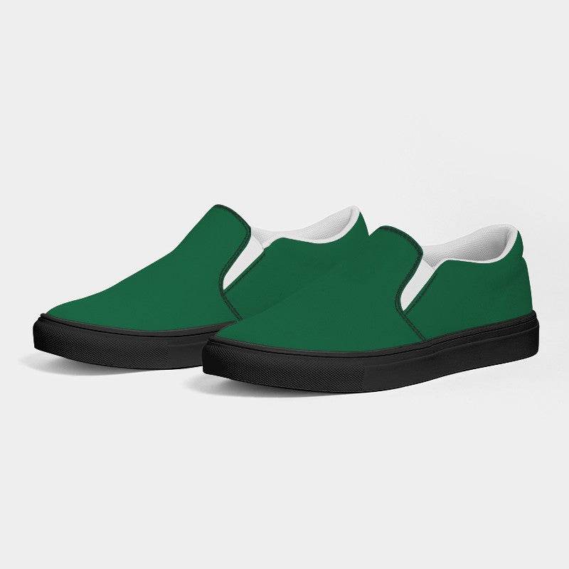 Deep Medium Green Men's Slip-On Canvas Sneakers (BGG3-ME-DE) - Side 3