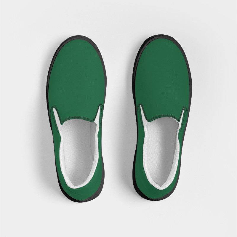 Deep Medium Green Men's Slip-On Canvas Sneakers (BGG3-ME-DE) - Top
