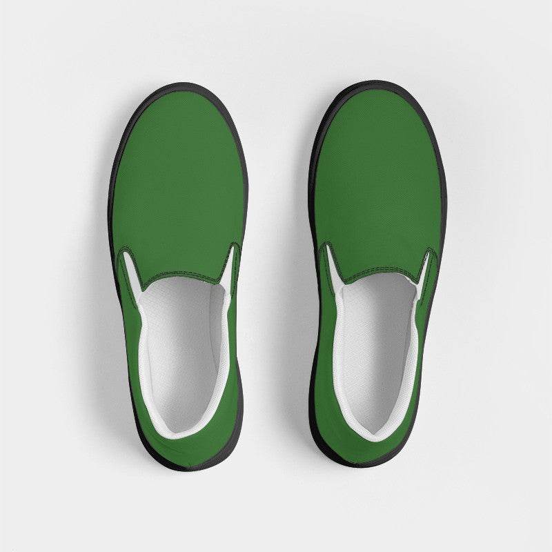 Deep Medium Green Men's Slip-On Canvas Sneakers (GL1-ME-DE) - Top