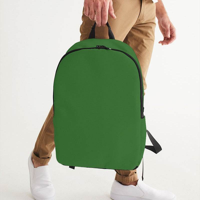 Deep Medium Green Waterproof Backpack (GL1-ME-DE) - Man Holding CloseUp