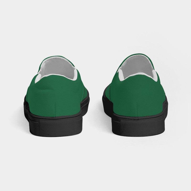 Deep Medium Green Women's Slip-On Canvas Sneakers (BGG3-ME-DE) - Back