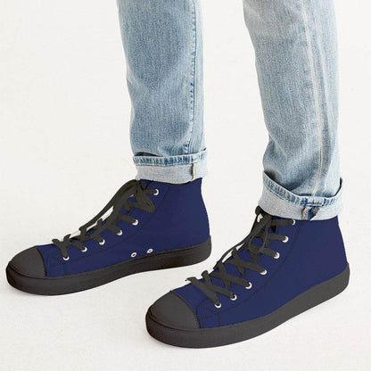 Deep Medium Indigo Men's High-Top Canvas Sneakers (I-ME-DE) - Man CloseUp