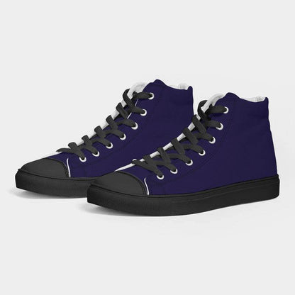 Deep Medium Indigo Men's High-Top Canvas Sneakers (PUI2-ME-DE) - Side 3