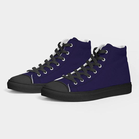 Deep Medium Indigo Men's High-Top Canvas Sneakers (PUI2-ME-DE) - Side 3