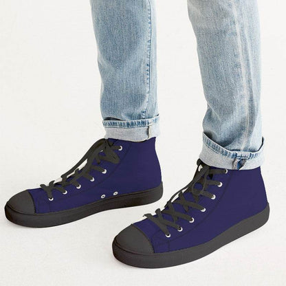 Deep Medium Indigo Men's High-Top Canvas Sneakers (PUI3-ME-DE) - Man CloseUp
