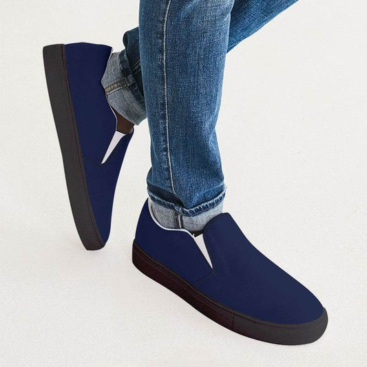 Deep Medium Indigo Men's Slip-On Canvas Sneakers (I-ME-DE) - Man CloseUp