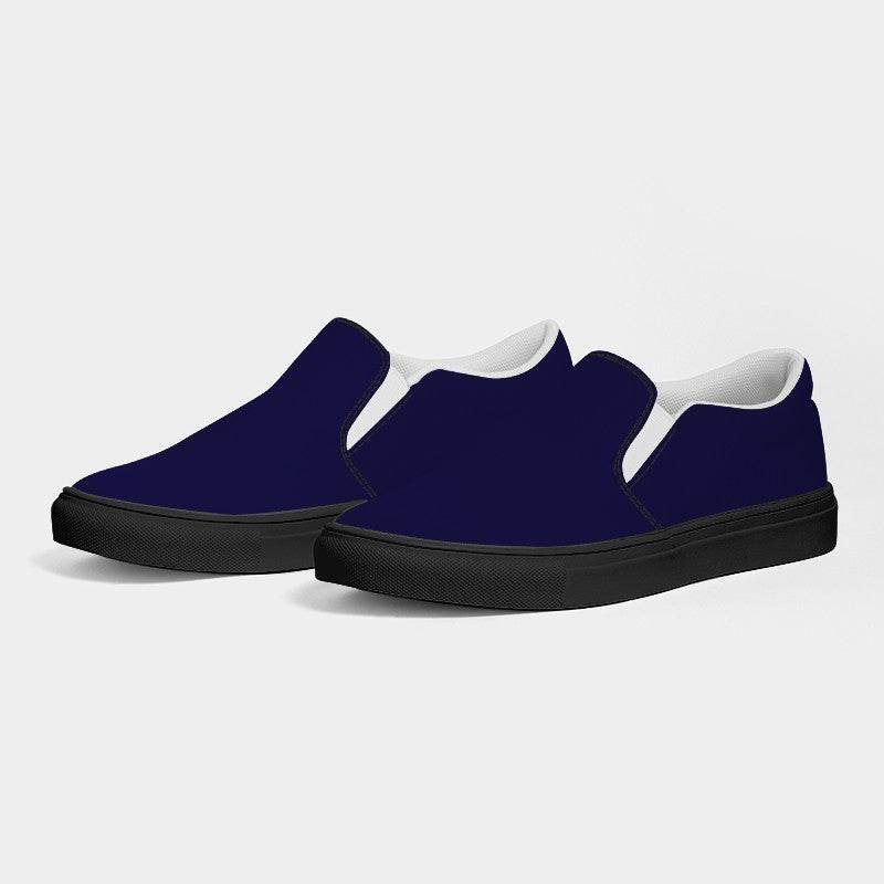 Deep Medium Indigo Men's Slip-On Canvas Sneakers (PUI3-ME-DE) - Side 3