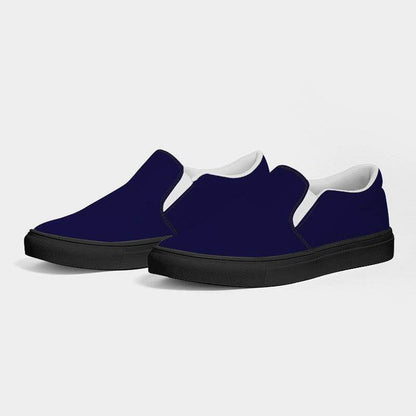 Deep Medium Indigo Men's Slip-On Canvas Sneakers (PUI3-ME-DE) - Side 3