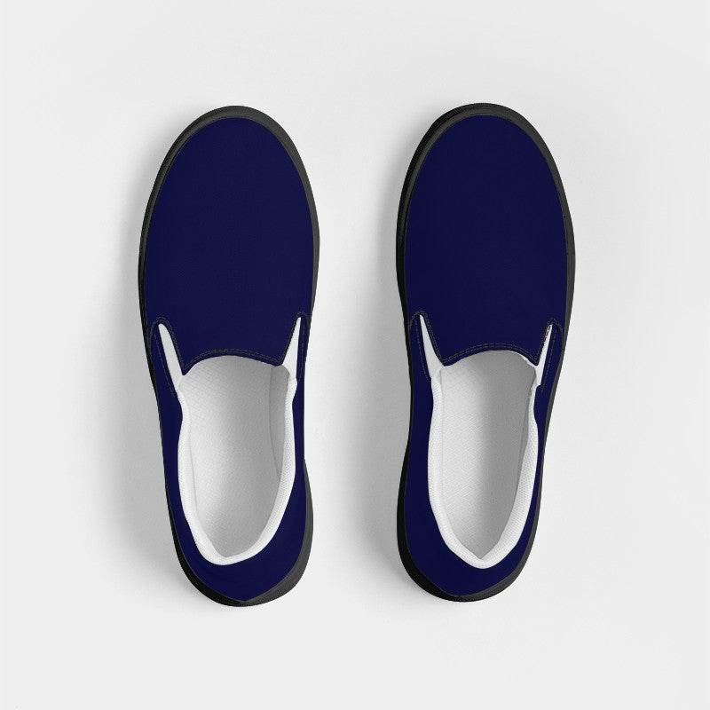 Deep Medium Indigo Men's Slip-On Canvas Sneakers (PUI3-ME-DE) - Top