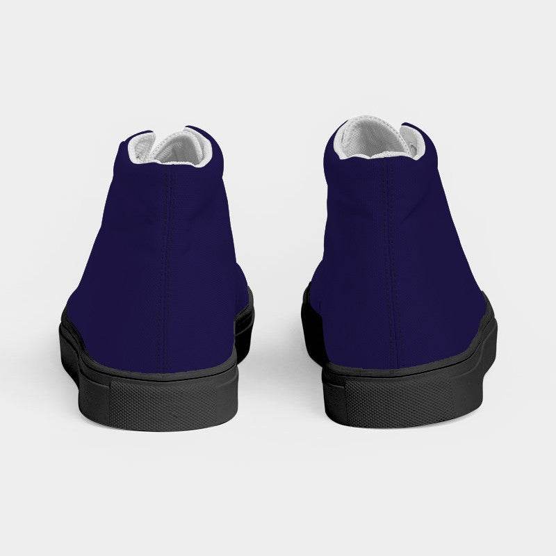 Deep Medium Indigo Women's High-Top Canvas Sneakers (PUI2-ME-DE) - Back