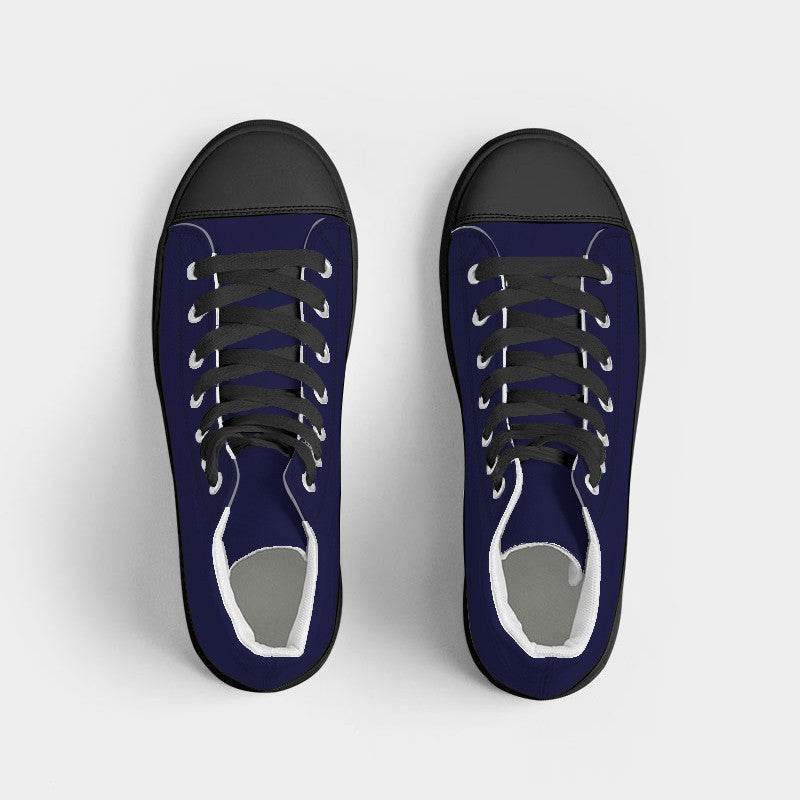 Deep Medium Indigo Women's High-Top Canvas Sneakers (PUI3-ME-DE) - Top