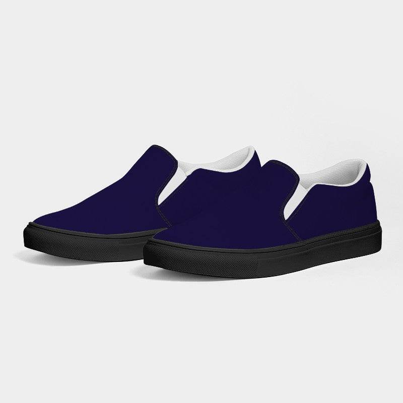 Deep Medium Indigo Women's Slip-On Canvas Sneakers (PUI2-ME-DE) - Side 3