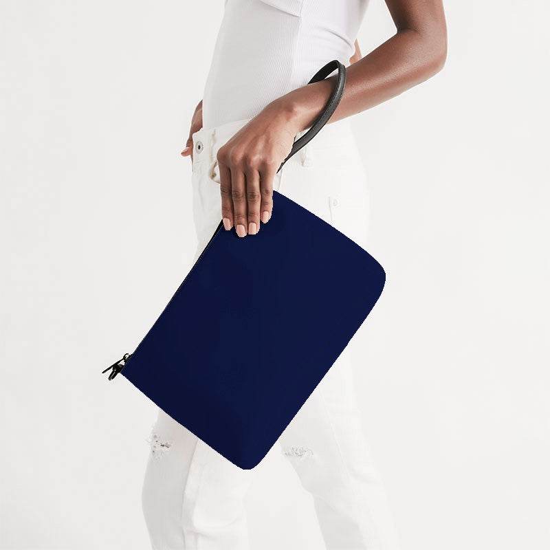 Deep Medium Indigo Zip Pouch (I-ME-DE) - Side Holding