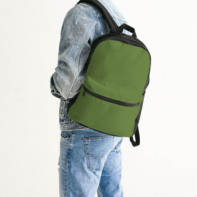 Deep Medium Lime Canvas Backpack (GL3-ME-DE) - Man Back CloseUp