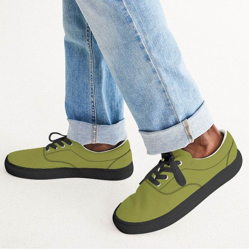 Deep Medium Lime Men's Canvas Sneakers (LY1-ME-DE) - Man CloseUp